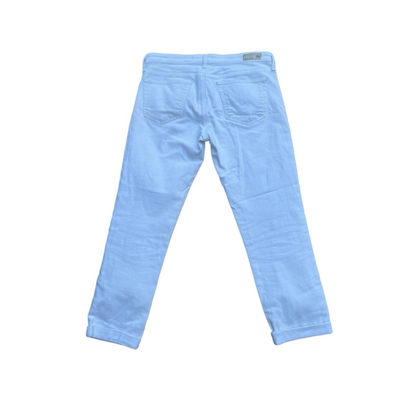 Anthropologie AG Adriano Goldschmied Stevie Roll Up Denim Jeans in White Size 27 - Picture 9 of 13
